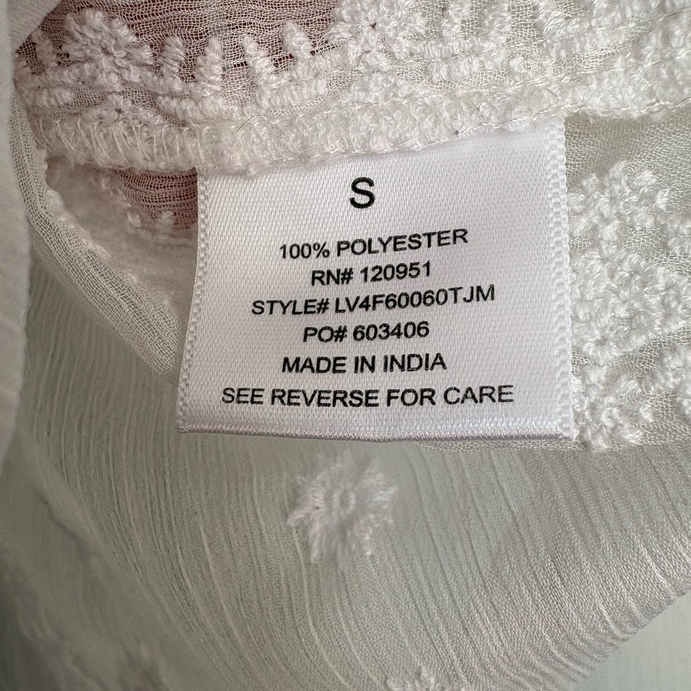Olive & Oak Sheer White Floral Lace Embroidered Short Sleeve Blouse S - Picture 6 of 6